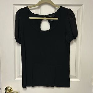 WHBM Short sleeve sweater with sheer sleeves